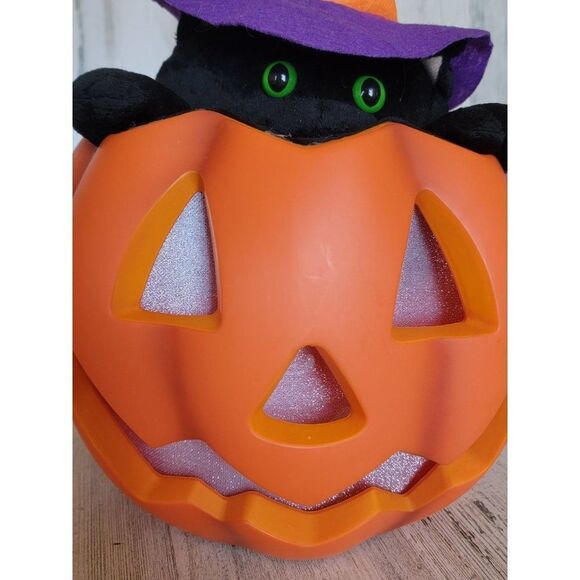Pan Asians Creations Jack O'Lantern black cat Animated Music light up pumpkin Ha - Picture 6 of 9